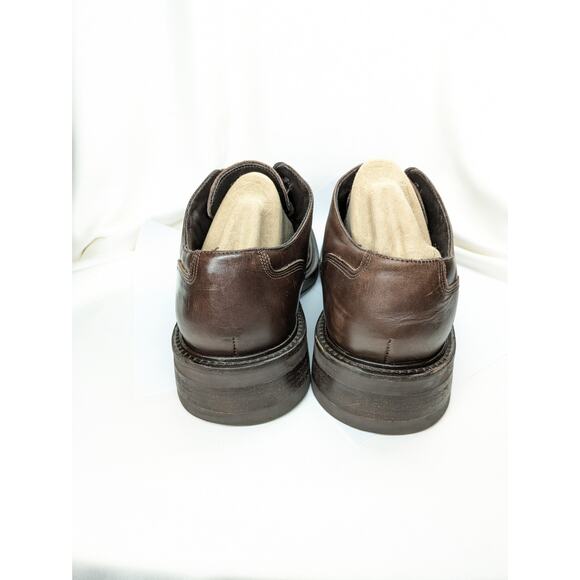 Y2K Kenneth Cole Chunky Oxford Dress Shoes Mens 7.5 Brown Leather Italy Preppy - Picture 3 of 8